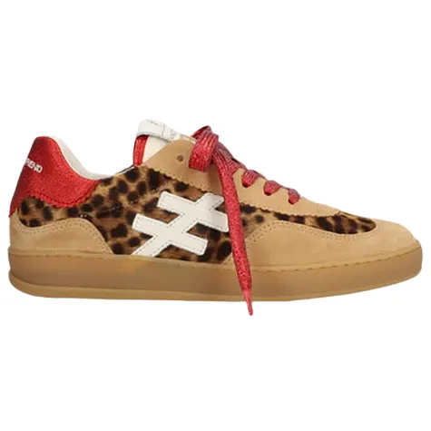 Another Trend Trainers<Ladies Trainers - A03279 - Beige/Leopard/Red