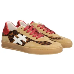 Another Trend Trainers<Ladies Trainers - A03279 - Beige/Leopard/Red