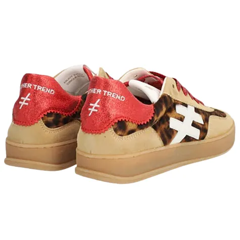 Another Trend Trainers<Ladies Trainers - A03279 - Beige/Leopard/Red