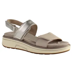 Ara Ladies Larger Sizes | Sandals<Ladies Back Strap Sandals - 20204-05 - Beige/Silver