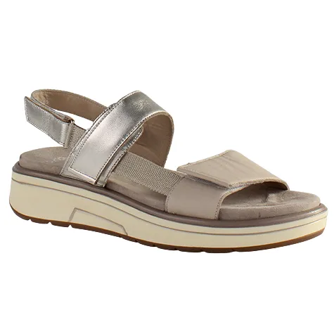 Ara Ladies Larger Sizes | Sandals<Ladies Back Strap Sandals - 20204-05 - Beige/Silver