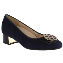 Ara Ladies Larger Sizes | Heels<Ladies Block Heeled Pumps - 35807 - Navy Suede
