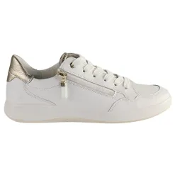 Ara Ladies Larger Sizes<Ladies Leather Trainers - 23901-04 - White/Gold