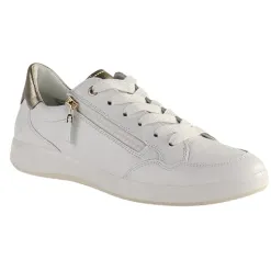 Ara Ladies Larger Sizes<Ladies Leather Trainers - 23901-04 - White/Gold