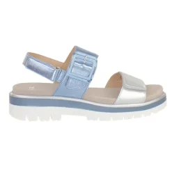 Ara Ladies Larger Sizes | Ladies Wide Fitting<Ladies Velcro Sandals - 21003-13 - Silver/Blue