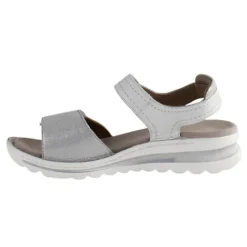 Ara Ladies Larger Sizes | Sandals<Ladies Velcro Sandals - 47207 - White/Silver
