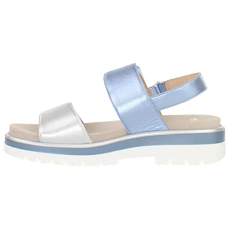 Ara Ladies Larger Sizes | Ladies Wide Fitting<Ladies Velcro Sandals - 21003-13 - Silver/Blue