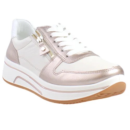 Ara Ladies Larger Sizes | Ladies Wide Fitting<Ladies Wide Fit Trainers - 27540-07 - Cream Gold