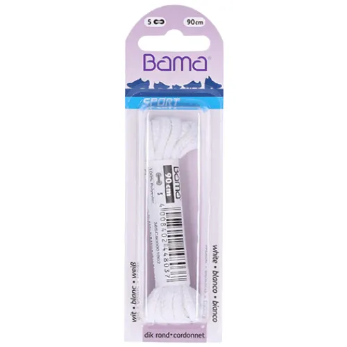 Bama Shoecare Shoe Care<Bama Round Lace - White- 90cm