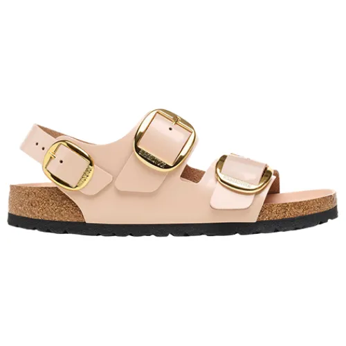 Birkenstock Sandals<Ladies Back Strap Patent Sandals - Milano Big Buckle - Beige