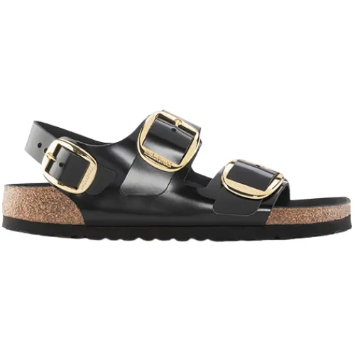 Birkenstock Sandals<Ladies Back Strap Patent Sandals - Milano Big Buckle - Black