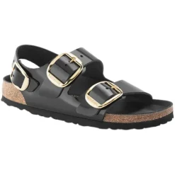 Birkenstock Sandals<Ladies Back Strap Patent Sandals - Milano Big Buckle - Black