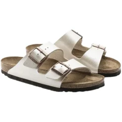 Birkenstock Sandals<Ladies Birko-Flor Sandals - Arizona - Graceful Pearl White
