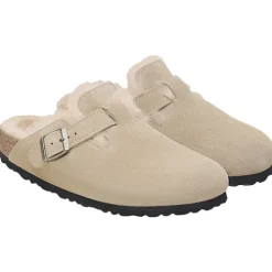 Birkenstock Sandals<Ladies Clogs - Boston Shearling - Taupe