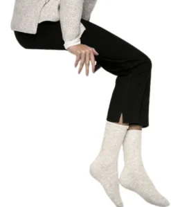Birkenstock Socks<Ladies Cotton Slub Socks - Beige/White