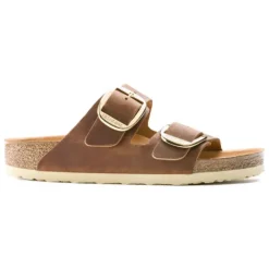Birkenstock Sandals<Ladies Leather Sandals - Arizona Big Buckle - Cognac