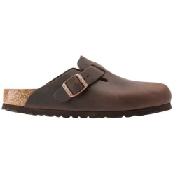Birkenstock Sandals<Ladies Oiled Leather Clogs - Boston - Habanna Brown