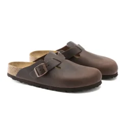 Birkenstock Sandals<Ladies Oiled Leather Clogs - Boston - Habanna Brown