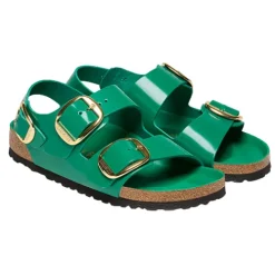 Birkenstock Sandals<Ladies Patent Back Strap Sandals - Milano Big Buckle - Green