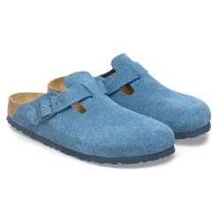 Birkenstock Sandals<Ladies Suede Leather Clogs - Boston - Blue
