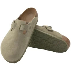 Birkenstock Sandals<Mens Suede Clogs - Boston - Khaki