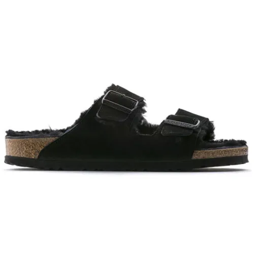 Birkenstock Sandals<Narrow Fit Sandals - Arizona Fur Narrow Fit - Black