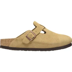 Birkenstock Sandals<s Mens Suede Clogs - Boston - Latte Cream