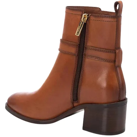 Carmela Boots<Block Heeled Ankle Boots- 161735 -Tan