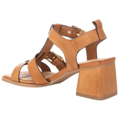 Carmela Heels<Ladies Block Heeled Sandals - 161629 - Camel
