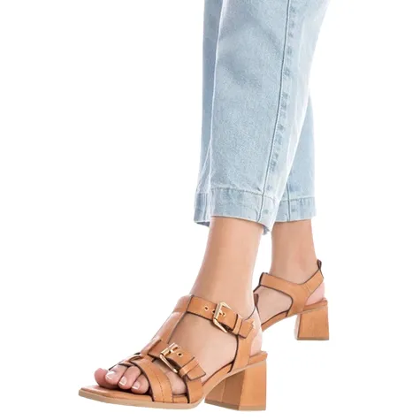 Carmela Heels<Ladies Block Heeled Sandals - 161629 - Camel