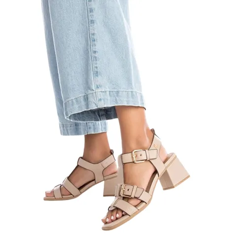 Carmela Heels<Ladies Block Heeled Sandals - 161629 - Beige