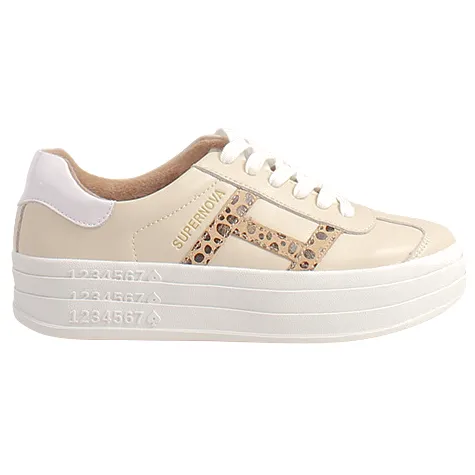 Drilleys Trainers<Ladies Platform Trainers - Sixty Eight - Beige / Cheetah