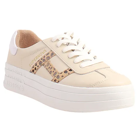Drilleys Trainers<Ladies Platform Trainers - Sixty Eight - Beige / Cheetah