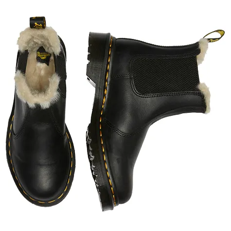 Dr. Martens Boots<Dr.Martens Ladies Faux Fur Chelsea Boot - 2976 Leonore - Black