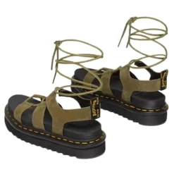 Dr. Martens Sandals<Dr.Martens Ladies Platform Gladiator Sandals - Nartilla - Olive Nubuck