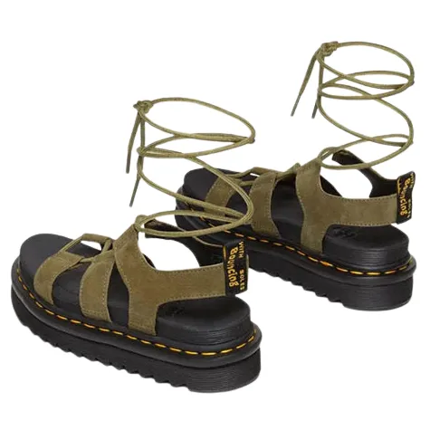 Dr. Martens Sandals<Dr.Martens Ladies Platform Gladiator Sandals - Nartilla - Olive Nubuck