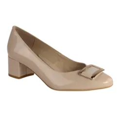 Emis Heels<Ladies Block Heel Pumps - 8155 - Nude Patent