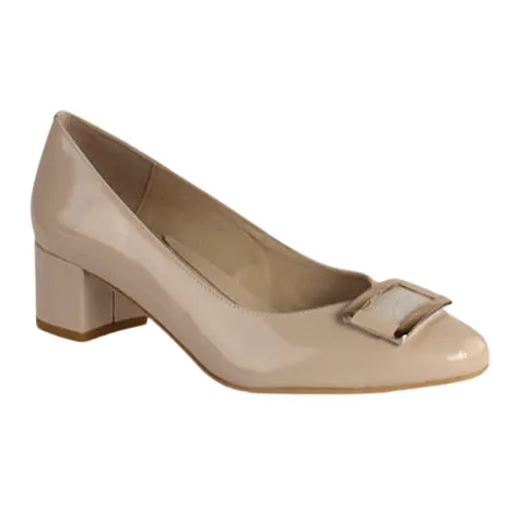 Emis Heels<Ladies Block Heel Pumps - 8155 - Nude Patent