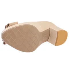 Emis Heels<Ladies Block Heeled Pumps - 8386 - Beige