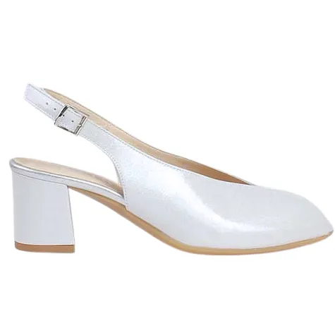 Emis Heels<Peep Toe Slingback Heels - 7372 - Silver