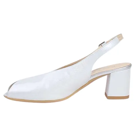 Emis Heels<Peep Toe Slingback Heels - 7372 - Silver