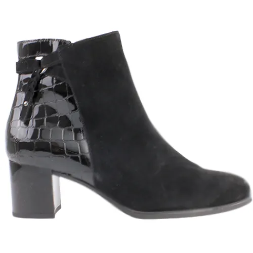 Gabor Boots<Block Heeled Ankle Boots - 55.692.90 - Black Croc