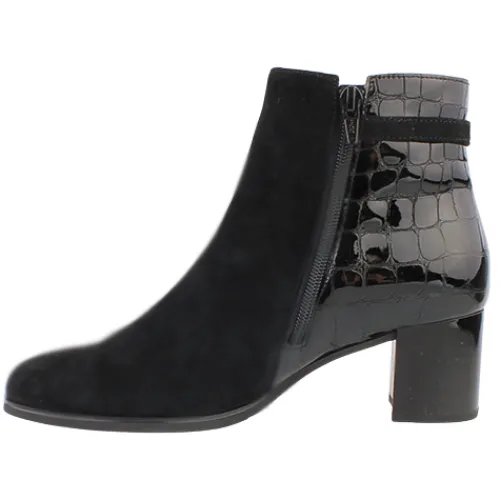 Gabor Boots<Block Heeled Ankle Boots - 55.692.90 - Black Croc