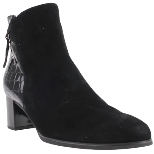 Gabor Boots<Block Heeled Ankle Boots - 55.692.90 - Black Croc