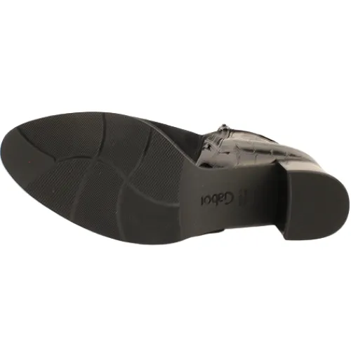 Gabor Boots<Block Heeled Ankle Boots - 55.692.90 - Black Croc