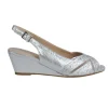 Glamour Heels<Ladies Peep Toe Wedges - Minsk - Silver