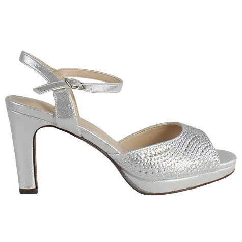 Glamour Heels<Peep Toe Platform Heels - Riga - Silver