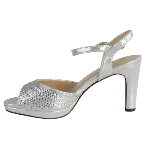 Glamour Heels<Peep Toe Platform Heels - Riga - Silver