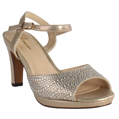 Glamour Heels<Peep Toe Platform Heels - Riga - Gold