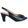 Glamour Heels<Peep Toe Sling Backs - Bern - Navy